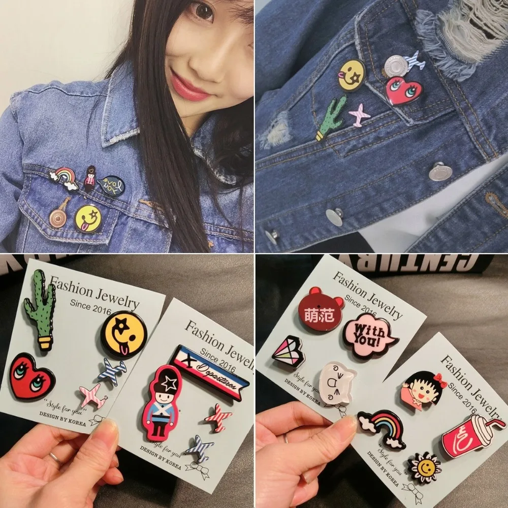 Acrylic Brooch Korean high-grade Corsage Collar Pin Accessories Badge Cute Cartoon Adult High Quality Buckle | Украшения и