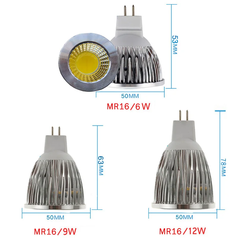 Новая Светодиодная лампа MR16 12V COB 9w 12w 15w GU5.3 220V led прожектор теплый холодный белый