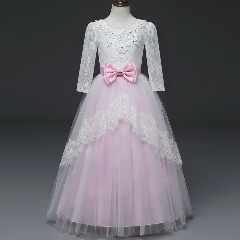 Kids Girls Long Party Prom Gowns Wedding Dress Plus Size Teenaage Girl Lace Winter Children Clothes Fancy Christmas Dresses | Детская