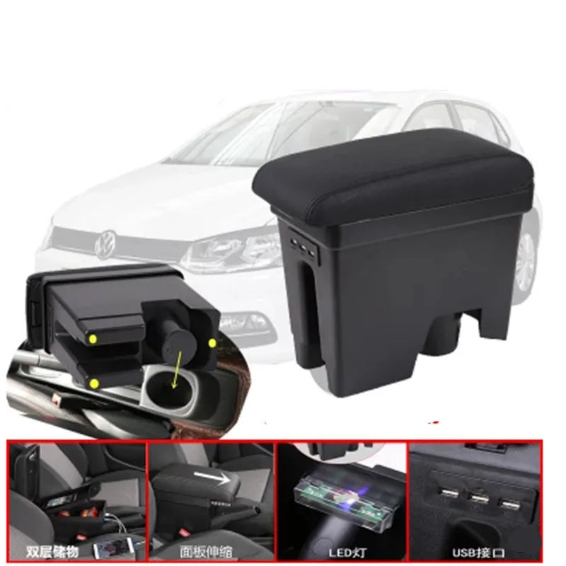 Двухслойная коробка с подлокотниками для Volkswagen VW Polo + usb 2011 2018|Подлокотники| |