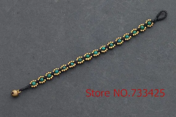 Синтетический браслет fynchenite Daisy ручной работы из вощеного шнура и латунного