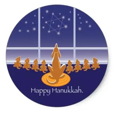 

Классическая круглая наклейка WagsToWishes_Menorah Dogs, 1,5 дюйма