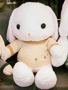 C bunny Игрушки для детей, плюшевый кролик Kawaii, Большие Висячие уши с серым свитером, Игрушки для маленьких девочек, мягкие кролики, подарок на день рождения - Цвет: C bunny