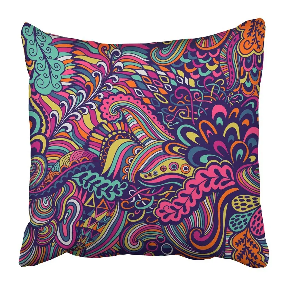 Чехлы для подушек Psychedelic абстрактные цветы Этнический узор лето заполняет фанки цветочные детали квадратный молния домашний чехол