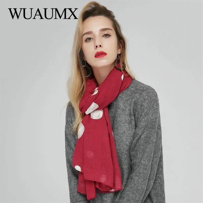 Wuaumx новая весна Для женщин шарф Хлопок Мягкие Тонкие шарфы палантины Dot Pattern