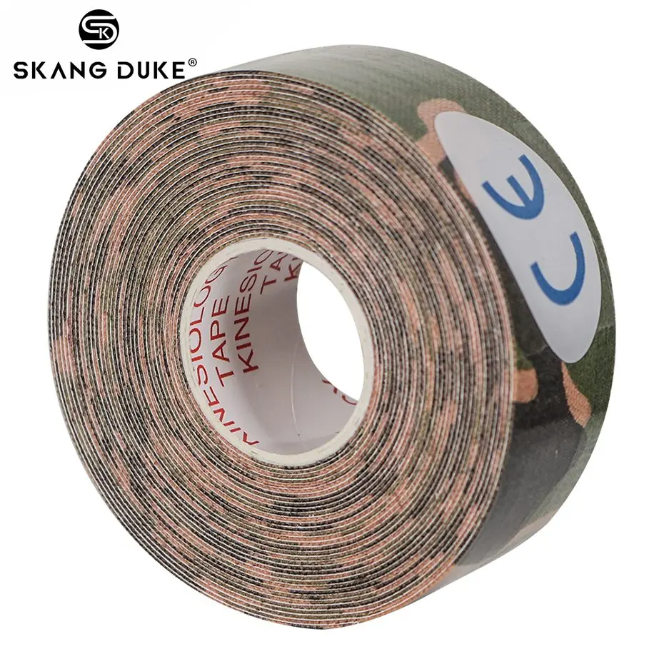 Camouflage Green 1 шт., 5 м, кинезиологическая лента, повязка для мышц, рулон, хлопок, эластичная лента для колена, кинезиологическая, водонепроницаемая, для занятий спортом, фитнесом, тренажерным залом, мышечная боль - Цвет: Camouflage Green