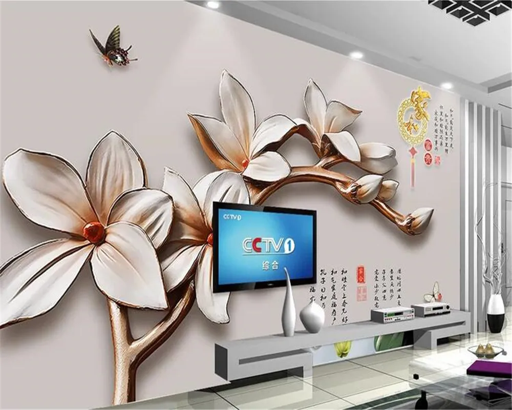 3d обои на фоне стены романтическая мода Рельефный цветок behangWall стикер украшение