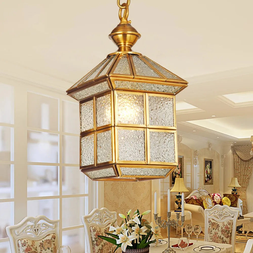 Медный Подвесной светильник для загородного дома коридора медная Подвесная