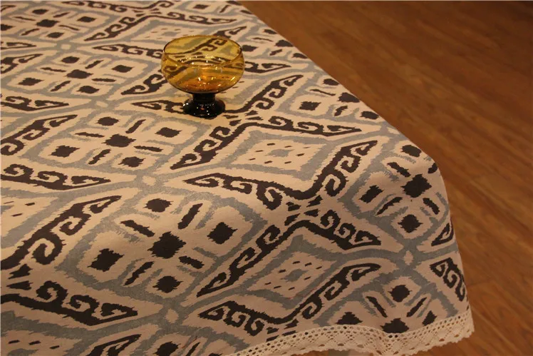 

Winter NEW arrival Wholesale diamond checkered pattern lace cotton linen Kitchen table cloth/home decoration/140cm*220cm