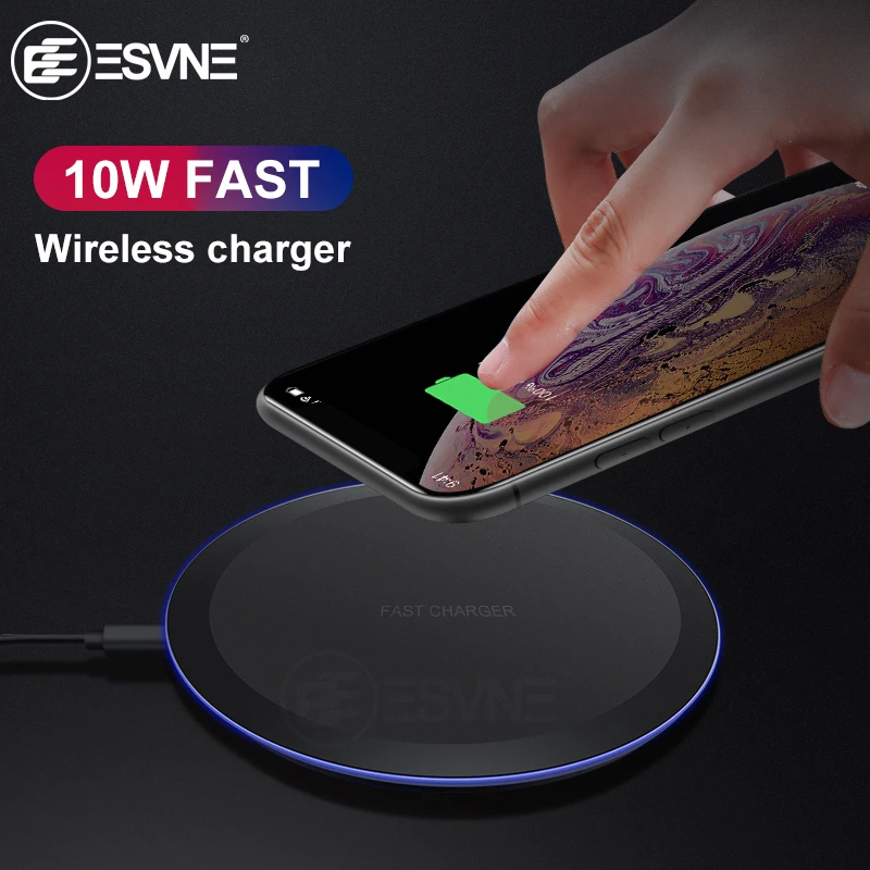 ESVNE 10 Вт Qi Беспроводной Зарядное устройство для iPhone X Xs MAX XR 8 плюс быстрой зарядки