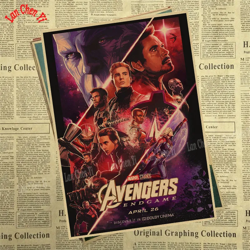 Marvel Фильм Мстители: эндшпиль крафт-бумага плакат художественный напечатанный номер живопись наклейки на стену