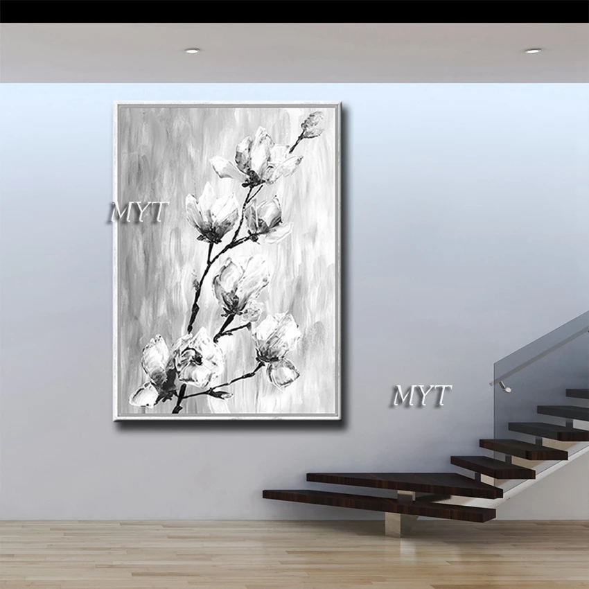 Hand-painted Abstract oil painting on Canvas wall art picture black and white orchids flower for living room Home decor unframed | Дом и сад