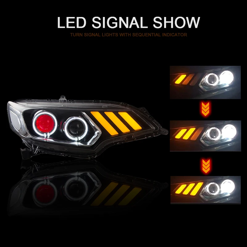 CNSUNNYLIGHT для Honda Fit/JAZZ- Автомобильные фары в сборе Чехол W/светодиодный Demon Eyes DRL указатели поворота прожекторные линзы