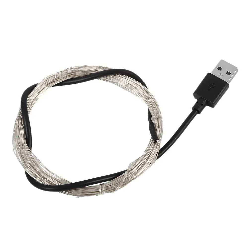 5 м 50LED водонепроницаемый IP66 USB Питание DC 4 V Серебристая проволока сказочная