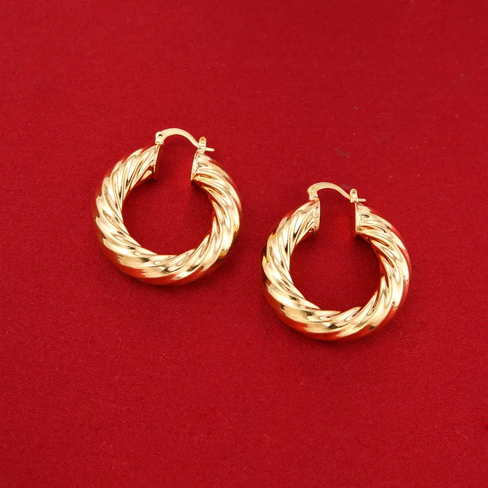 Gold Plated 24K золотой цвет смешанные цвета скрученный круг серьги-кольца ювелирные изделия - Окраска металла: Gold Plated