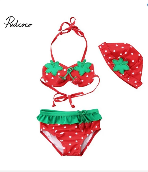 3 шт. Детский комплект бикини с клубничным рисунком | Мать и ребенок