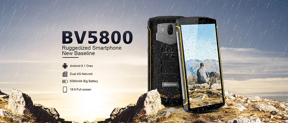 Blackview BV5800 IP68 мобильный телефон 18:9 Android 8 1 MT6739 4 ядра 5 ГГц 2 ГБ + 16 13MP 0.3MP сзади камеры