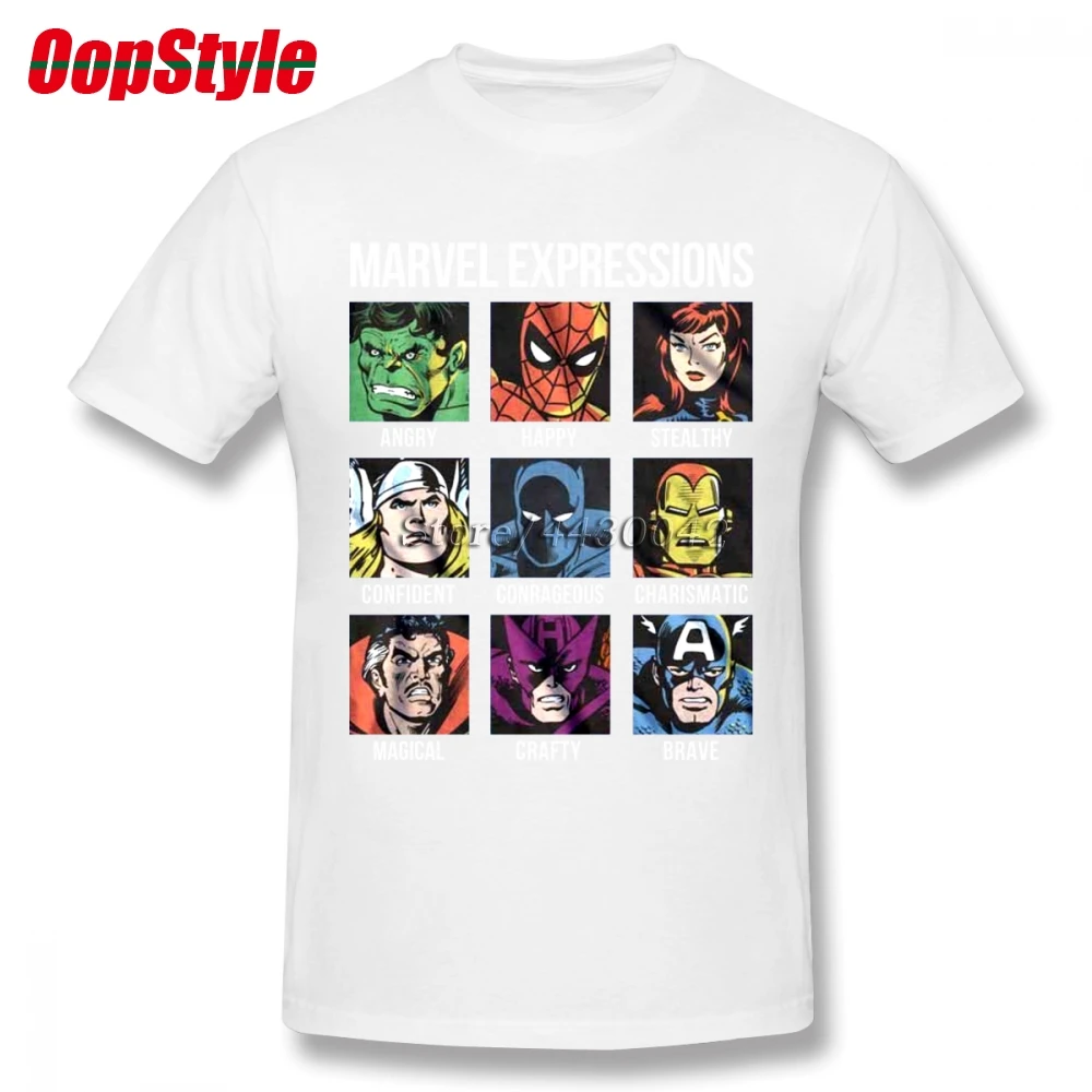 Забавная футболка Marvel Expressions для мужчин Прямая поставка летняя хлопковая с