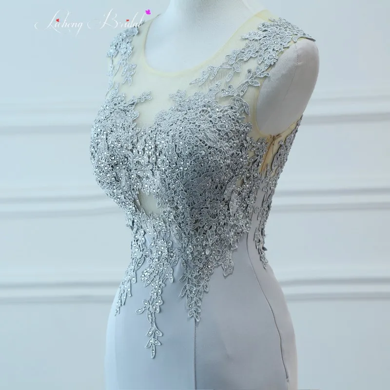 LC Люкс вечерние платья 2017 кристалл бисера русалка длинные sexy backless пром для черных