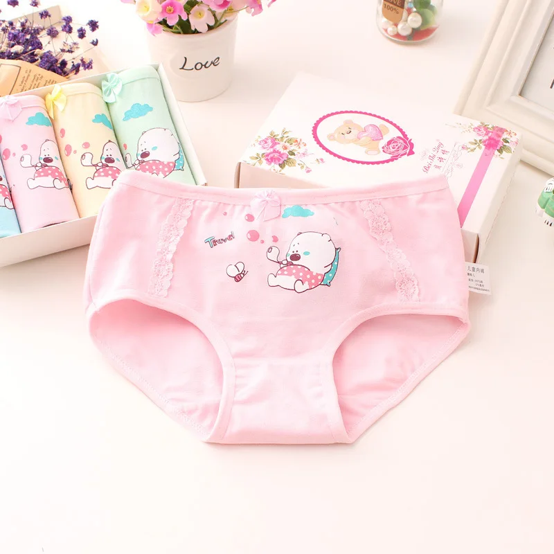 

New arrived Girls Underwear Free Shipping Fashion Kids lace cotton character children panties briefs 5pcs/lot 2-10year
