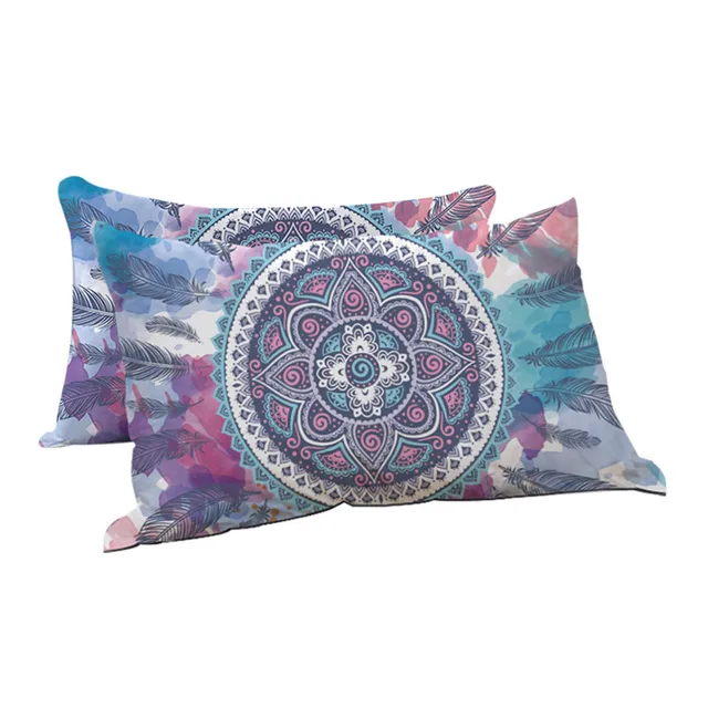 BlessLiving Mandala Sleeping Throw Pillow Psychedelic Watercolor Blue Down Alternative Body Pillow Bohemian Hippy Bedding 1pc 5