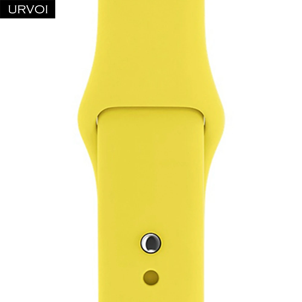 Yellow Спортивный ремешок URVOI для Apple Watch series 5, 4, 3, 2, 1, силиконовый ремешок для iWatch, 44 м, с застежкой, цветная замена, новинка - Цвет ремешка: Yellow