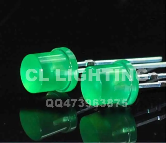 Зеленый цвет диффузные DIP светодиодные бусины 5 мм плоский верх 568 575nm led диод 2 0 V 1000