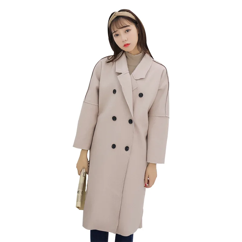 Женское длинное шерстяное пальто Cappotto Donna плотное свободное Abrigo Mujer модель 5Zc0135F