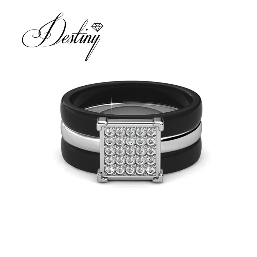 Destiny Jewellery ПР кольцо украшен стразами от Сваровски белый и черный Керамика