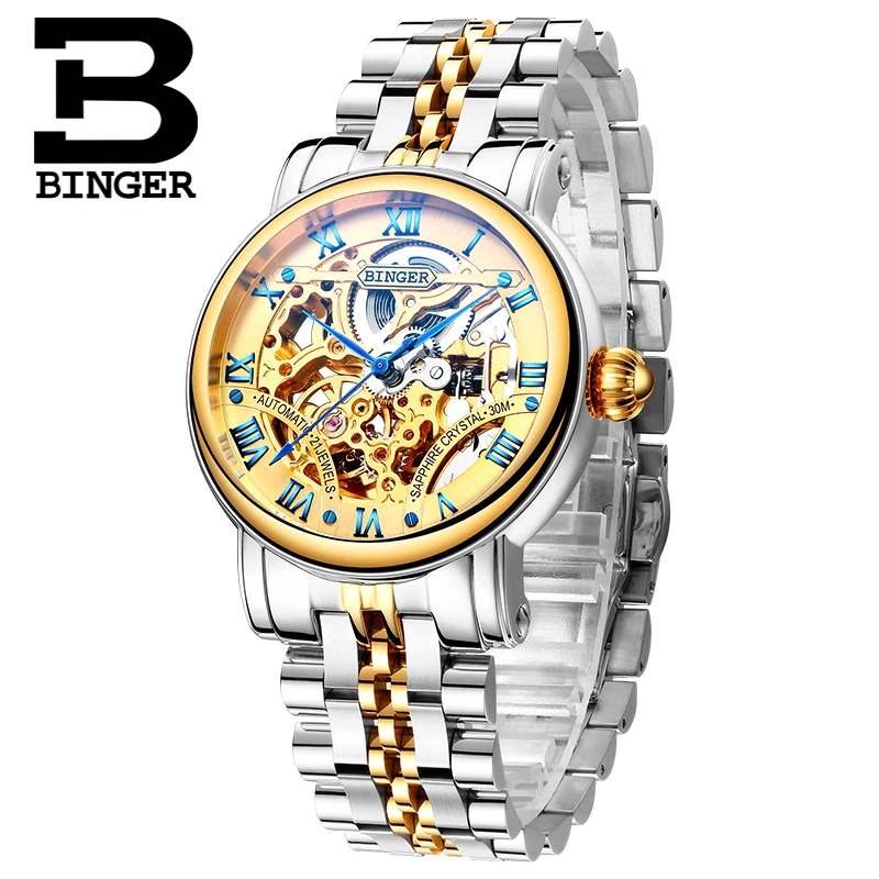 Часы наручные BINGER мужские/женские механические брендовые Роскошные полностью