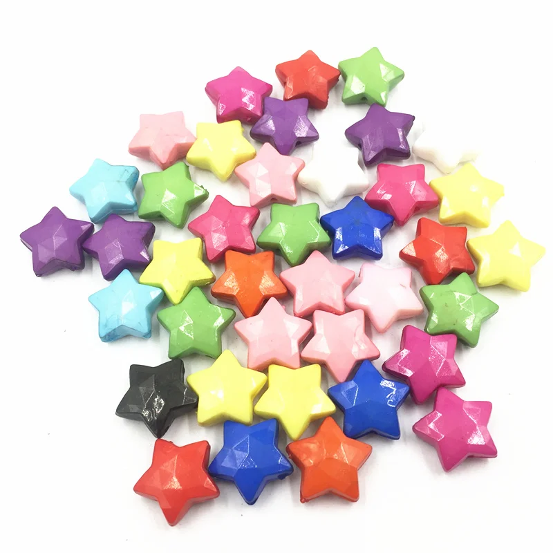 Spacer Bead Star Acrylic Mixed Colourful Fashion Jewelry DIY Findings 15mm 10Pcs | Beads