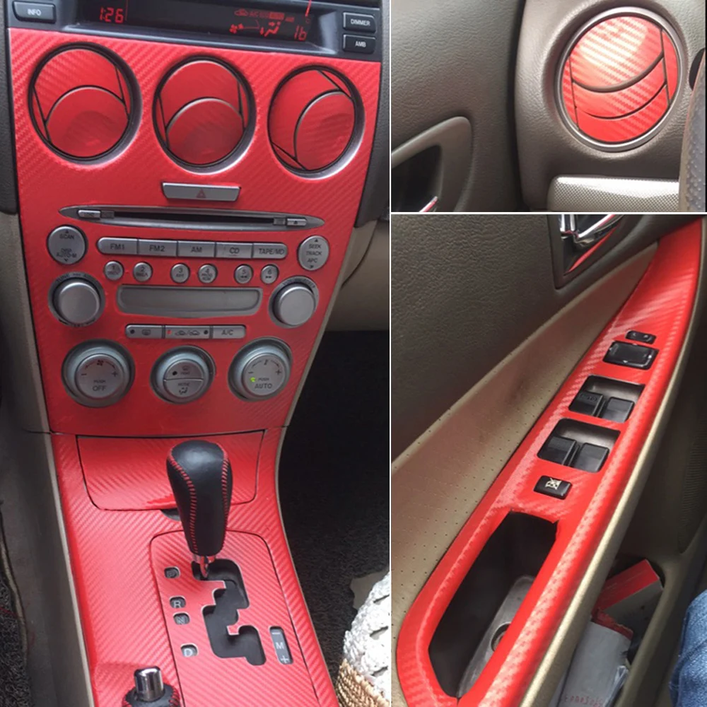 Для Mazda 6 2003- внутренняя Центральная панель управления дверная ручка 5D наклейки из углеродного волокна наклейки аксессуары для стайлинга автомобилей