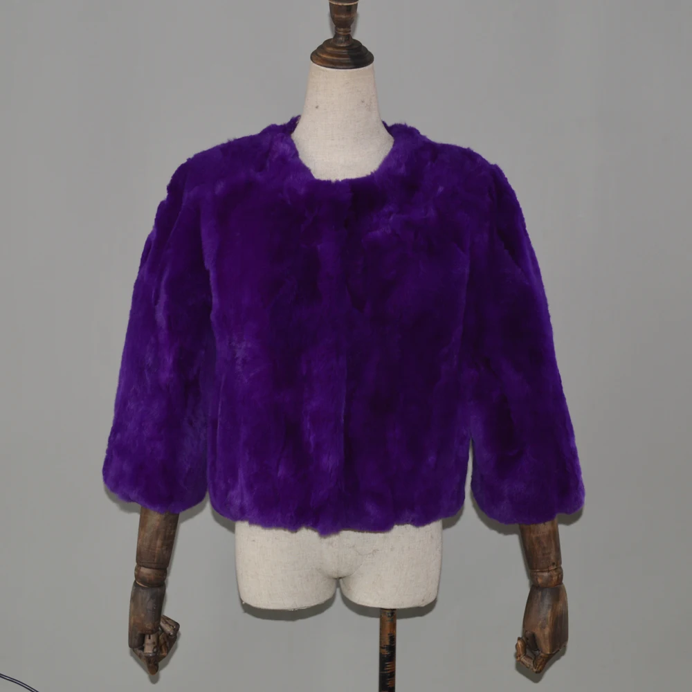 2020 популярная женская натуральная Шуба из кролика Рекс с короткими Стиль теплая