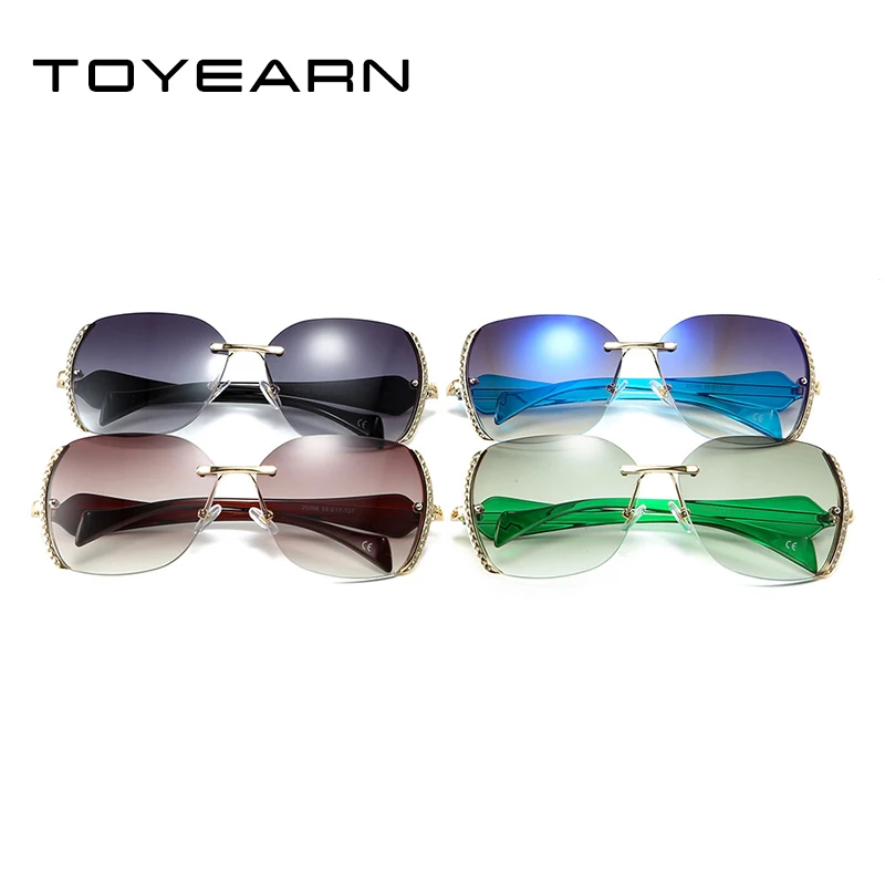 

2019 New Luxury Lady Brand Designer Oversized Rimless Sunglasses Women Diamond Frame Vintage Ocean Shades Sun Glasses For Female