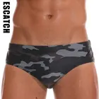 Мужские камуфляжные плавки, пикантные трусы с низкой посадкой, с карманом, Шорты для плавания, костюм для серфинга