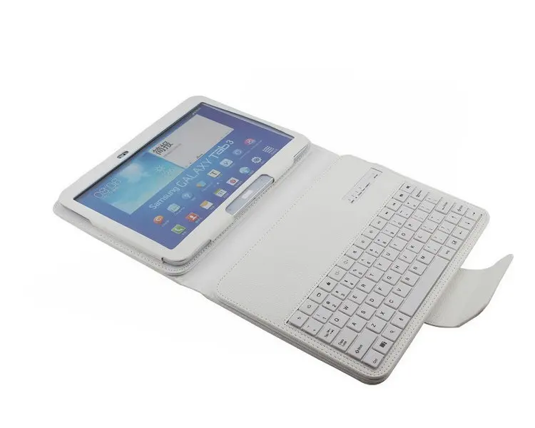 Чехол для планшета, Съемная клавиатура Bluetooth для samsung Galaxy Note 10,1, N8000, N8010, N8013, чехол из искусственной кожи+ клавиатура ABS - Цвет: White