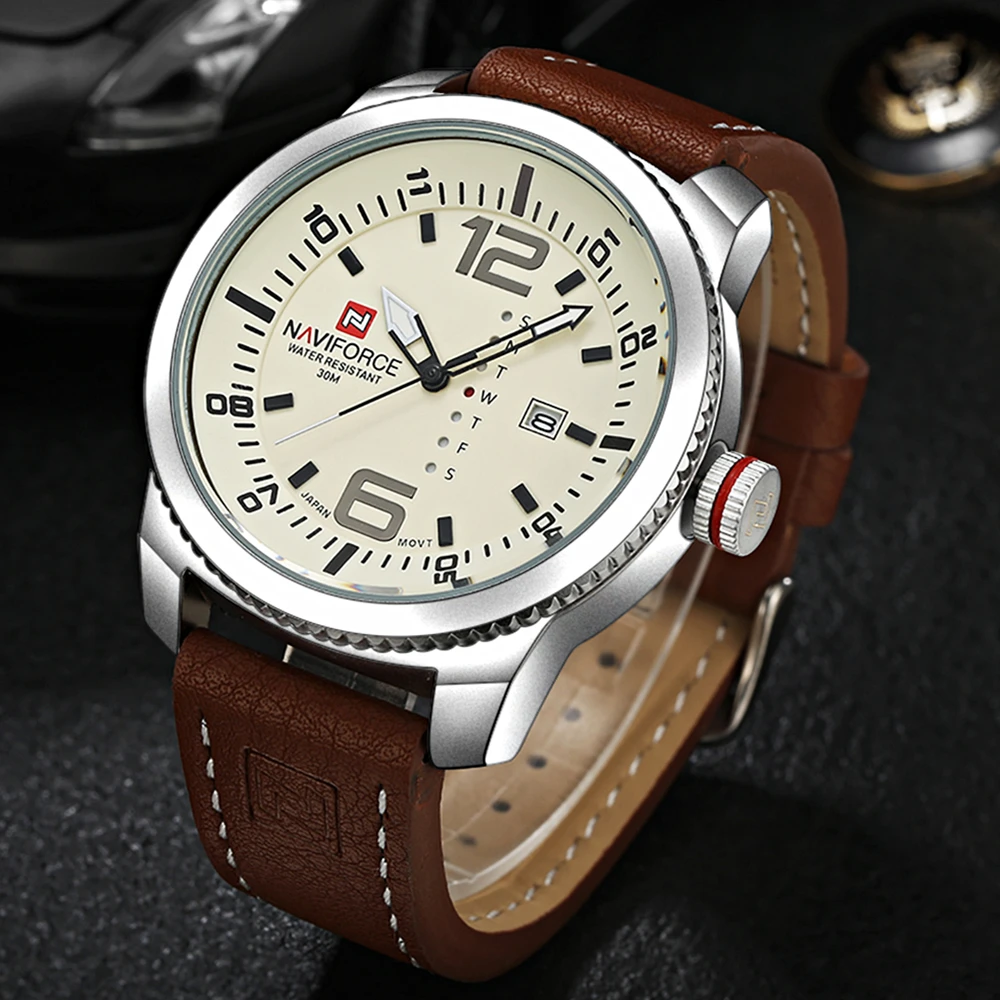 2019 Luxury Brand NAVIFORCE Date Quartz Watch Men Casual Military Sports Watches Leather Wristwatch Male Relogio Masculino Clock top brand crrju men watches men s quartz hour date clock male leather sports watch casual military wrist watch relogio masculino