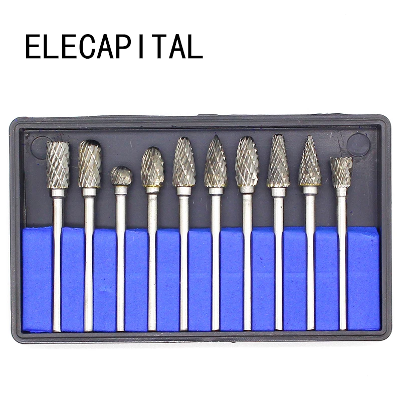 Новинка 10 шт. 1/8 дюйма хвостовик карбидно-вольфрамовый фрезерный резец ротационные сверла с разверткой набор конических Сверл из быстрорежущей стали алмазное сверло 10 мм