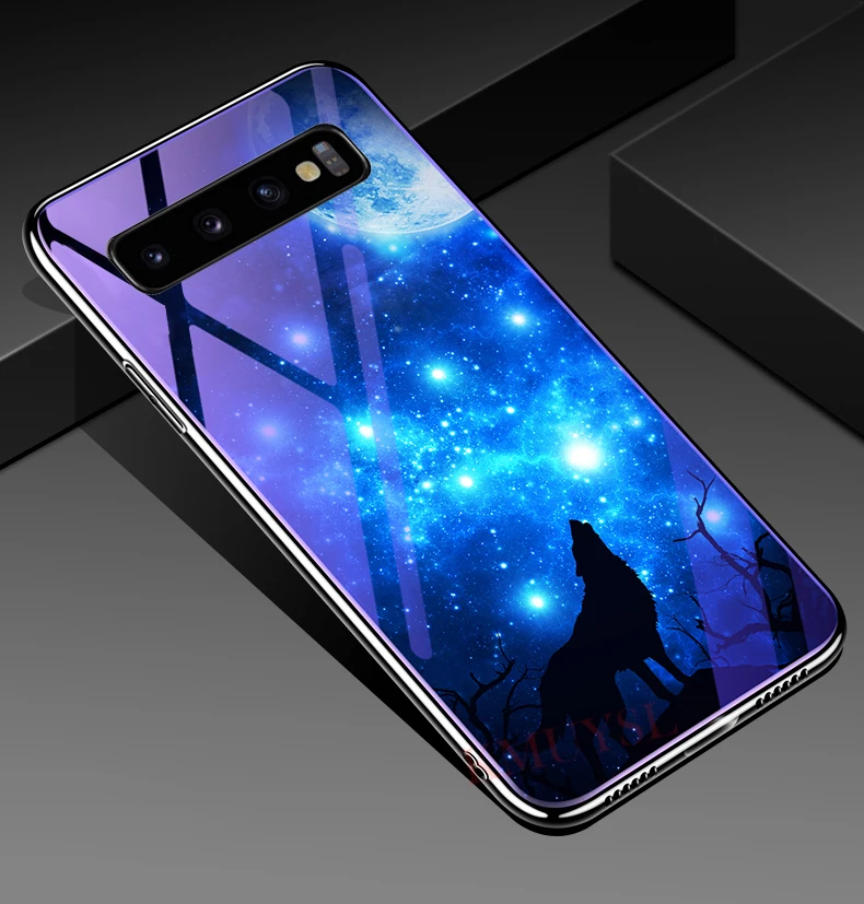 Покрытие Стекло чехол для samsung Galaxy A70 A50 A30 A10 M20 S10E S9 S8 S10 Plus Note 9 чехол синий светильник Стекло принципиально Капа