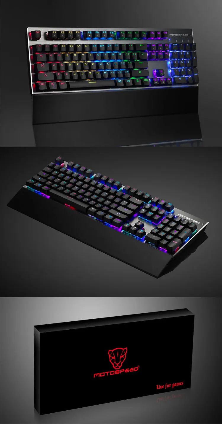 Motospeed CK108 RGB синий/черный переключатель механическая клавиатура Проводная RGB подсветка игровая клавиатура для E-sports gamer