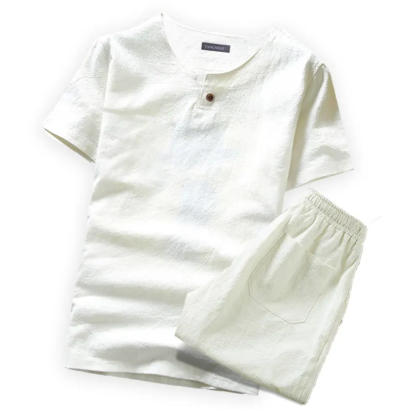TANGNEST/футболки + шорты льняной китайский стиль летний брендовый комплект для