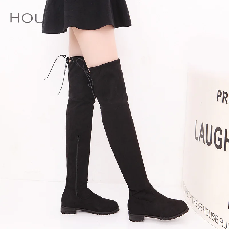 Женские ботинки модные сапоги выше колена зимние женские замшевые до на меху из - Фото №1