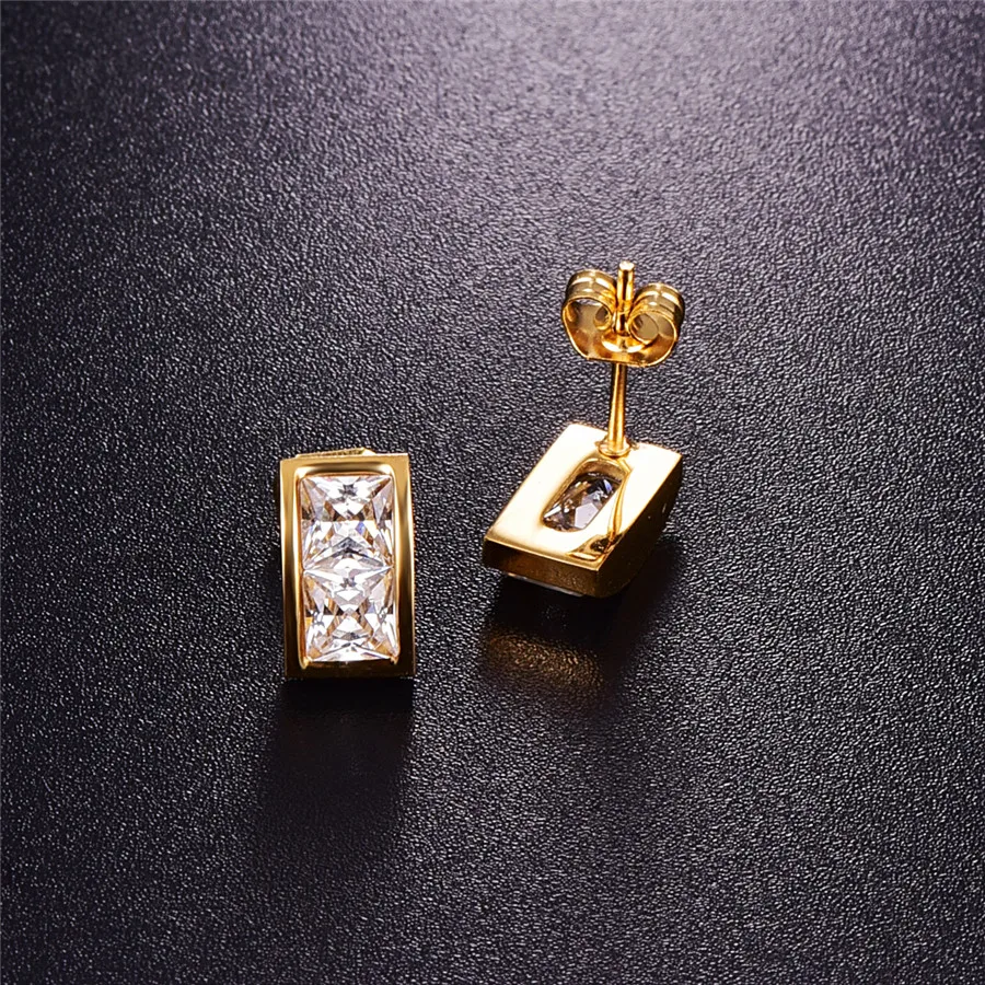 Серьги пусеты Martick из нержавеющей стали золотого цвета квадратные женские серьги