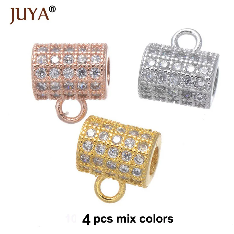 4pcs mix color Бейл,бейлы,Бейл для подвески, бейл для браслетов, цепочек, инкрустация циркониями, материал медь, 10 штук, фурнитура для украшений,ручная работа - Цвет: 4pcs mix color