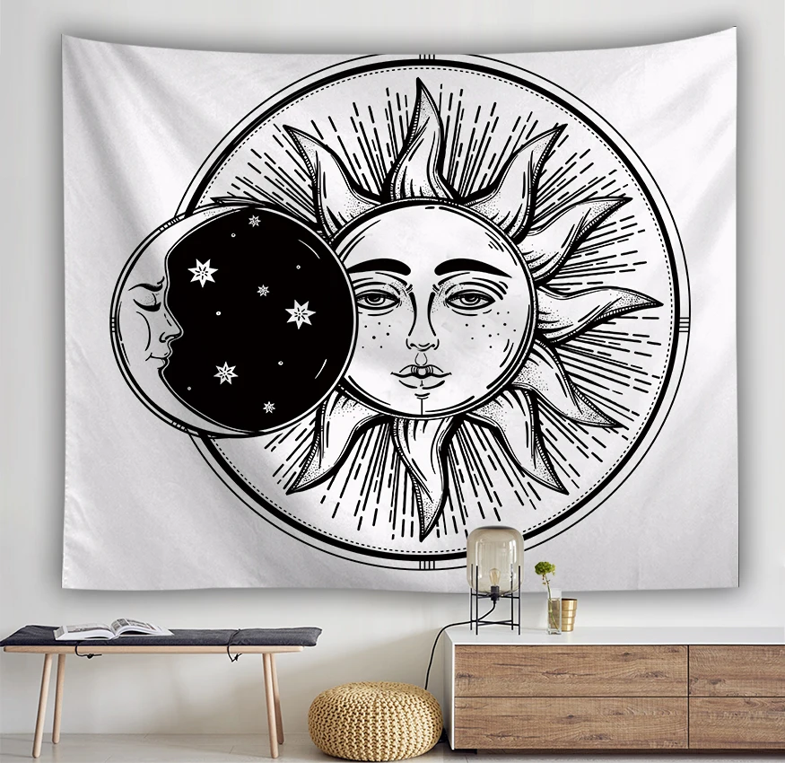 Настенный Гобелен Таро с Луной, гобелен, расшитый звездами, Полиэстеровые тканевые гобелены, покрывало, пляжные полотенца, коврик для пикника