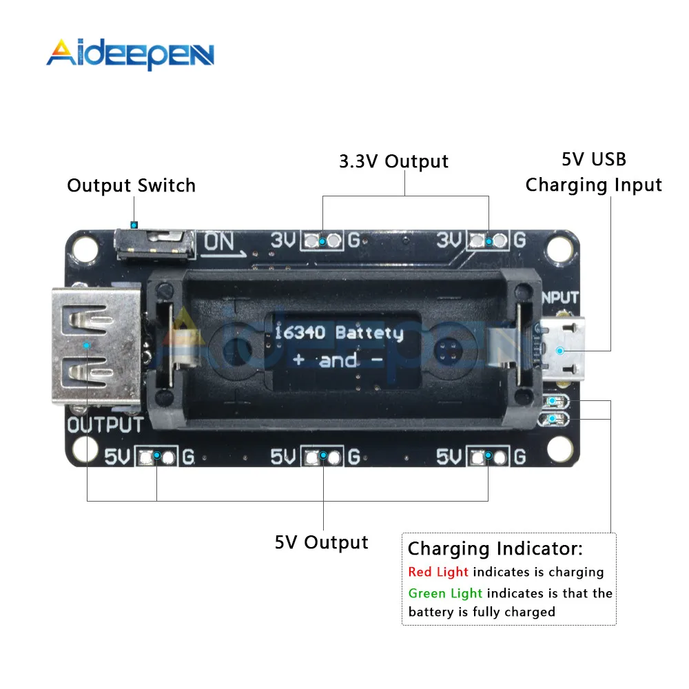 16340 перезаряжаемая литиевая батарея зарядное устройство Щит Плата ESP8266 ESP32 модуль