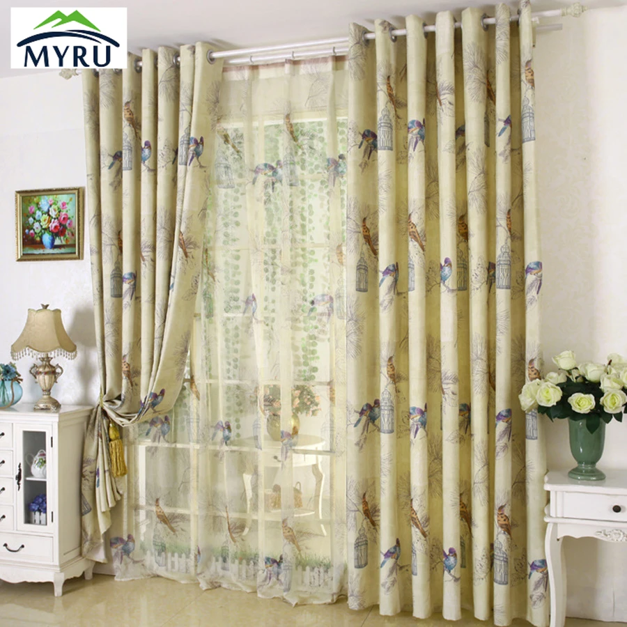 Американский пасторальный стиль занавеска из натурального хлопка и льна с
