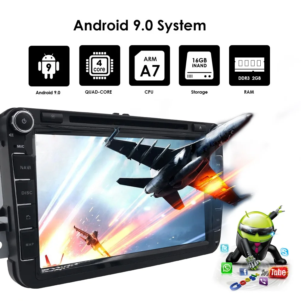 Android 9 8 ''Автомобильный мультимедийный плеер 2Din CarDVD gps для VW/Volkswagen/Golf/Polo/Tiguan/Passat/b7/b6/SEAT/leon/Skoda/Octavia радио