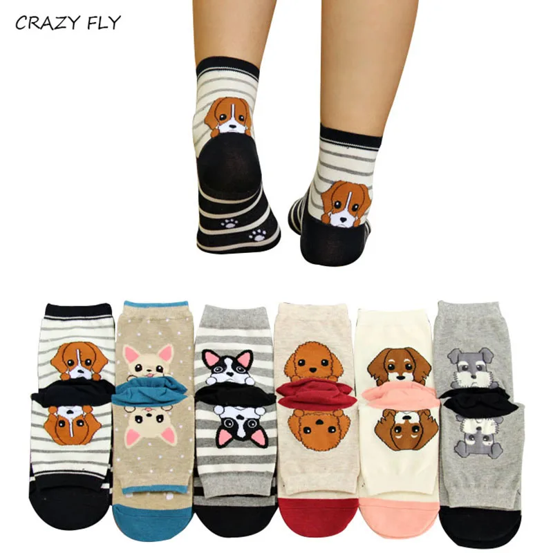Магазин crazy fly 6 пар женские носки с рисунками животных повседневные хлопковые