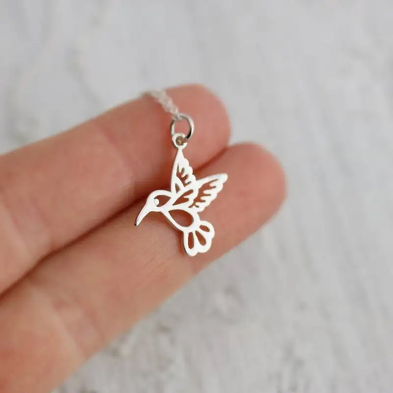 Женское Ожерелье подвеска с маленьким колибри|charm necklace|necklace silverpendant necklace |